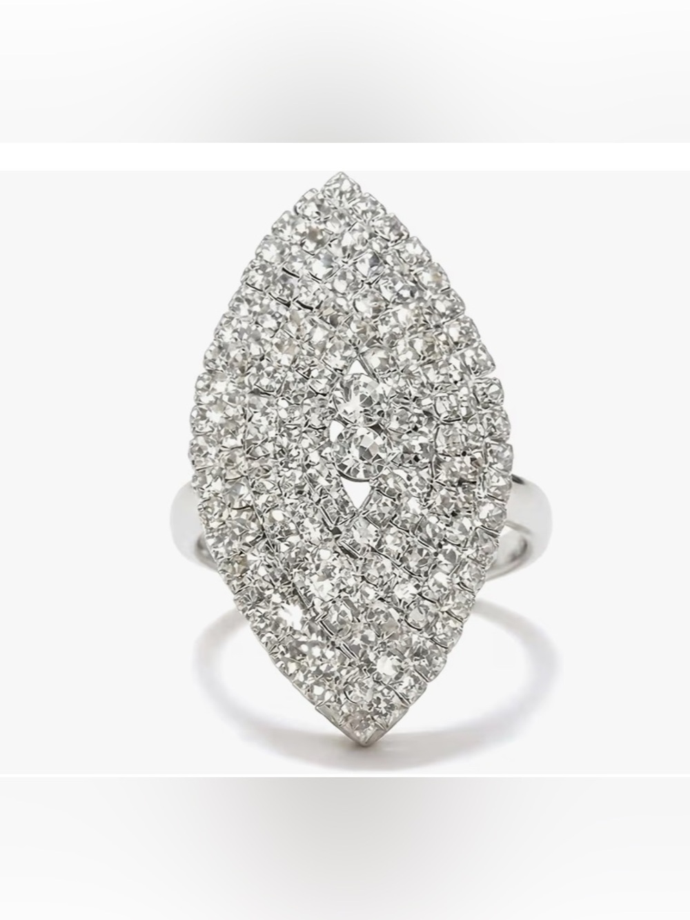 Gorgeous Neiman Marcus huge white crystal Topaz cocktail ring adjustable